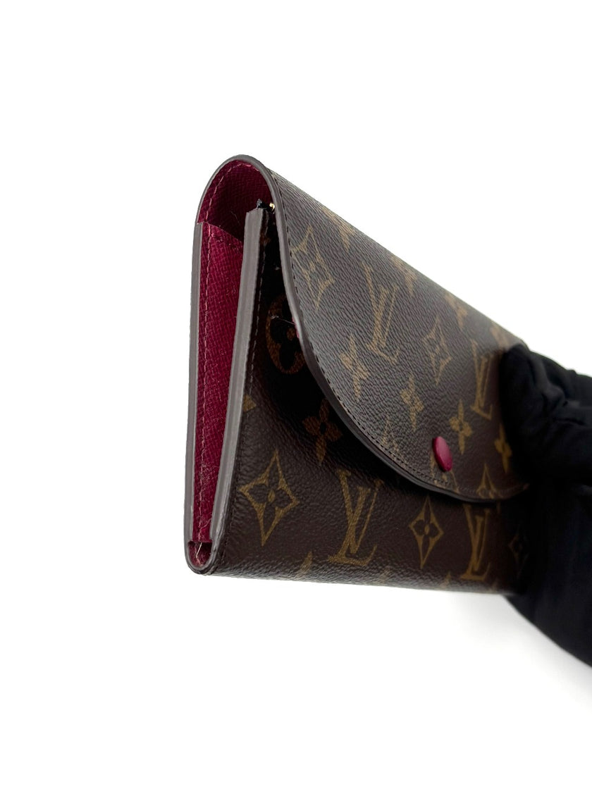 Preowned. LV Emily Fuchsia Monogram Long Wallet|6639