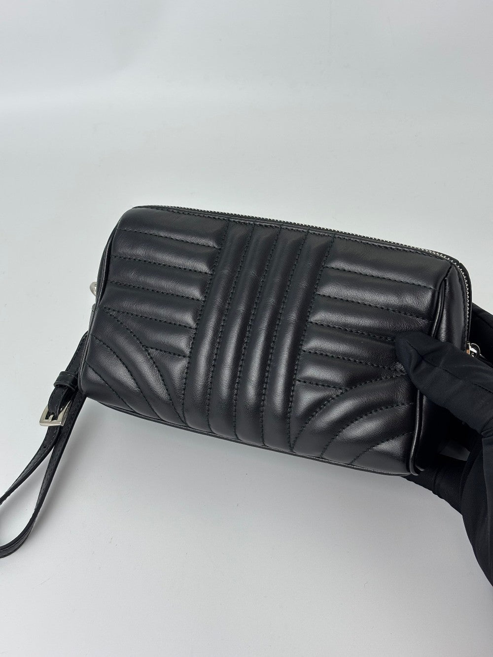 Like New. Prada Maniglia Calfskin Wrislet Black|5947