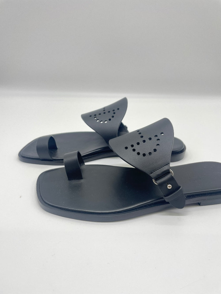 Brand New. Hermes Black Slippers. 37|9158