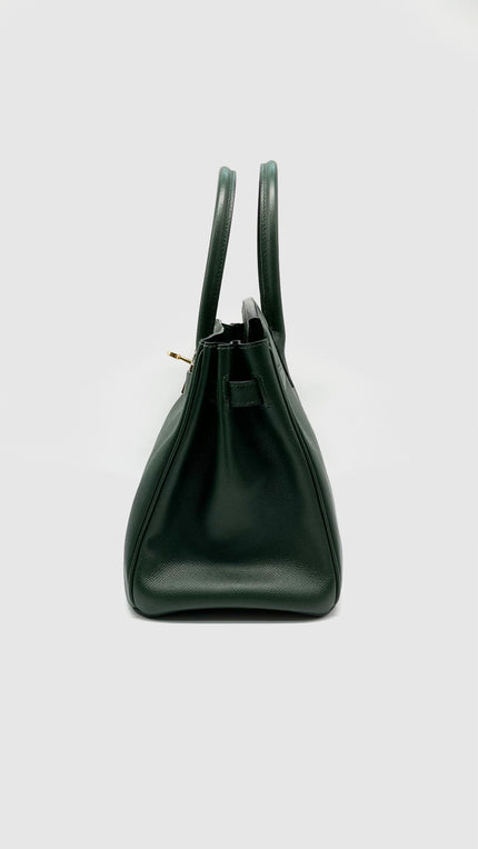 Preowned. Hermes Birkin 30 Vert Anglais Epsom GHW. Square RC0106|14778