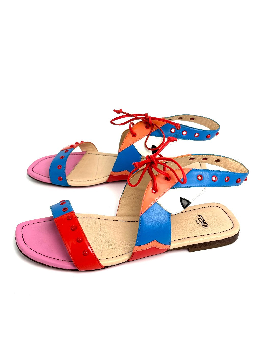 Preowned. Fendi Sandals Blue/Orange. 37.5|11124