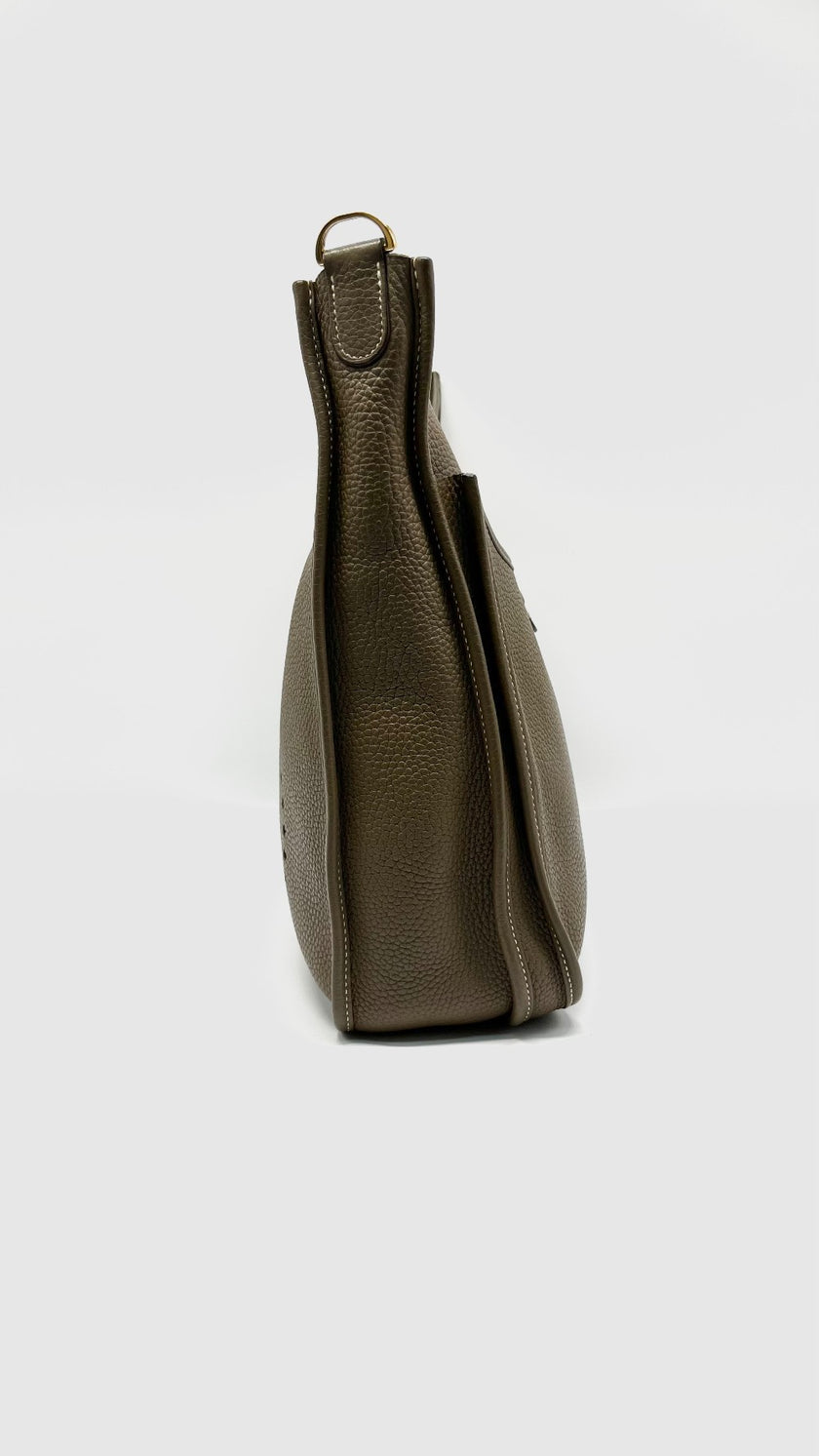 Preowned. Hermes Evelyne GM 3 Etoupe Clemence GHW. YBS007ZB|14255