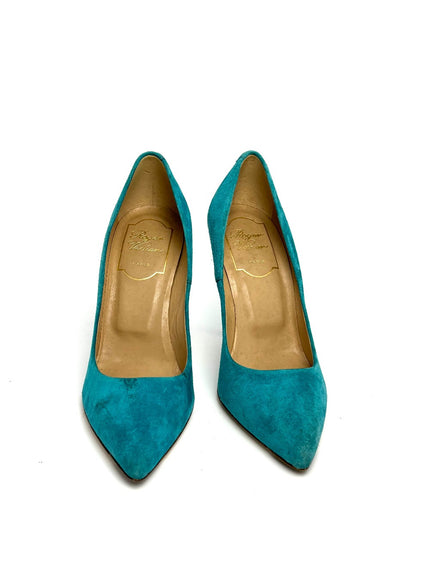 Brand New. Roger Vivier Heel Suede Blue. 35|10644
