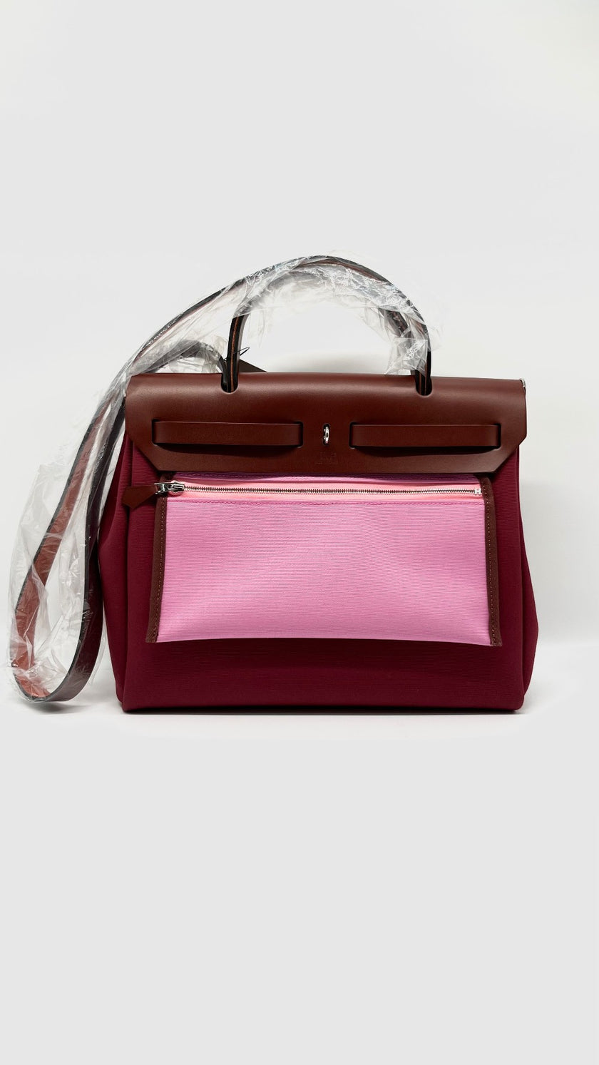 Brand New. Hermes Herbag 31 Rubis/ Bubblegum Verso PHW. UMN009KD|9805