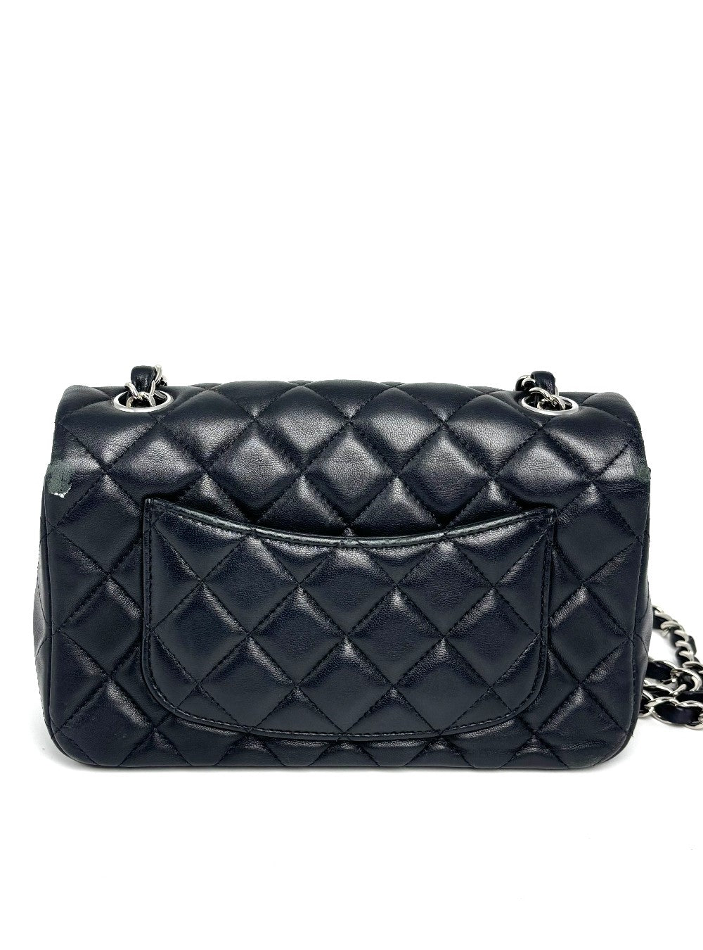Preowned. Chanel Mini Rectangular Flap Black SHW Lambskin. 28516584|13211
