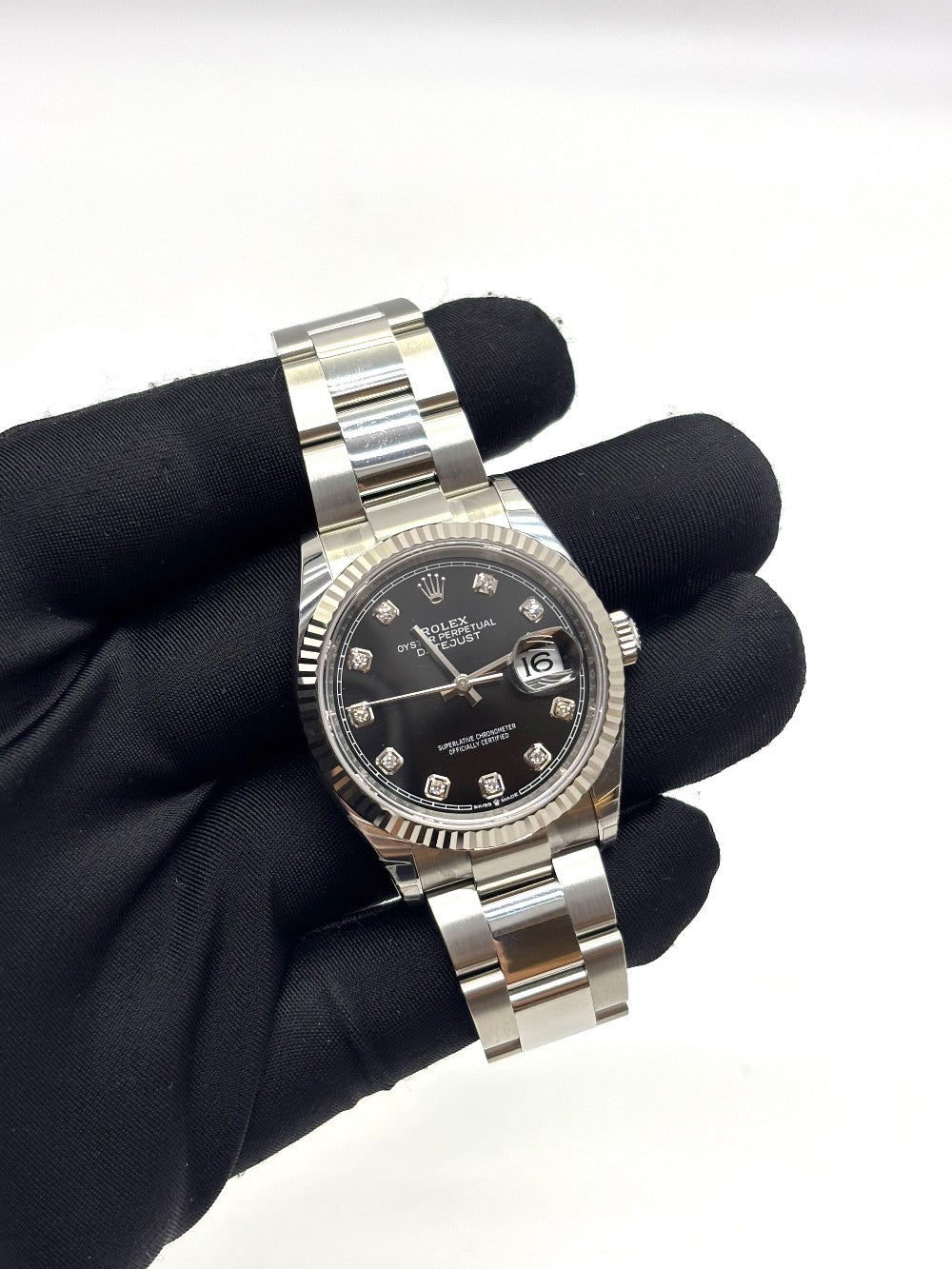 Brand New. Rolex Datejust Black Dial Diamonds Steel Oyster Bracelet 36MM 2025|16846