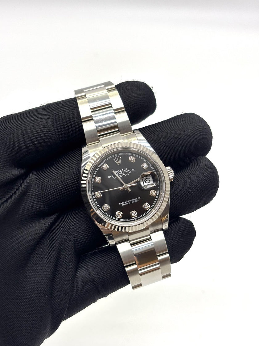 Brand New. Rolex Datejust Black Dial Diamonds Steel Oyster Bracelet 36MM 2025|16846