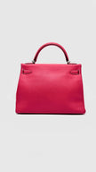 Preowned. Hermes Kelly 32 Bicolor Candy Collection Rose Tyrien/Tosca Epsom PHW. O84.S|11286