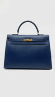 Preowned. Hermes Kelly 35 Blue Sapphire. Circle Z84|5248