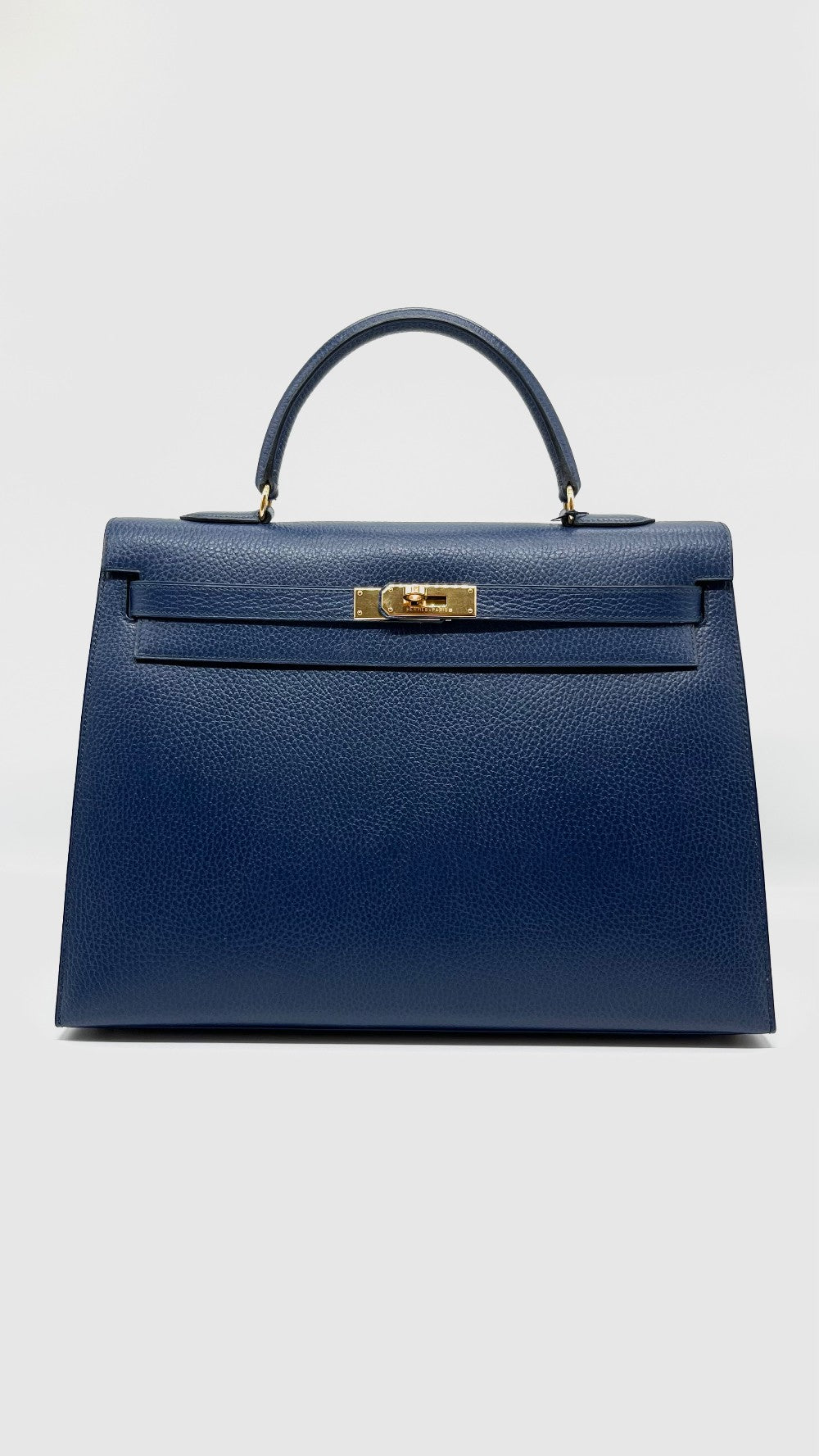Preowned. Hermes Kelly 35 Blue Sapphire. Circle Z84|5248
