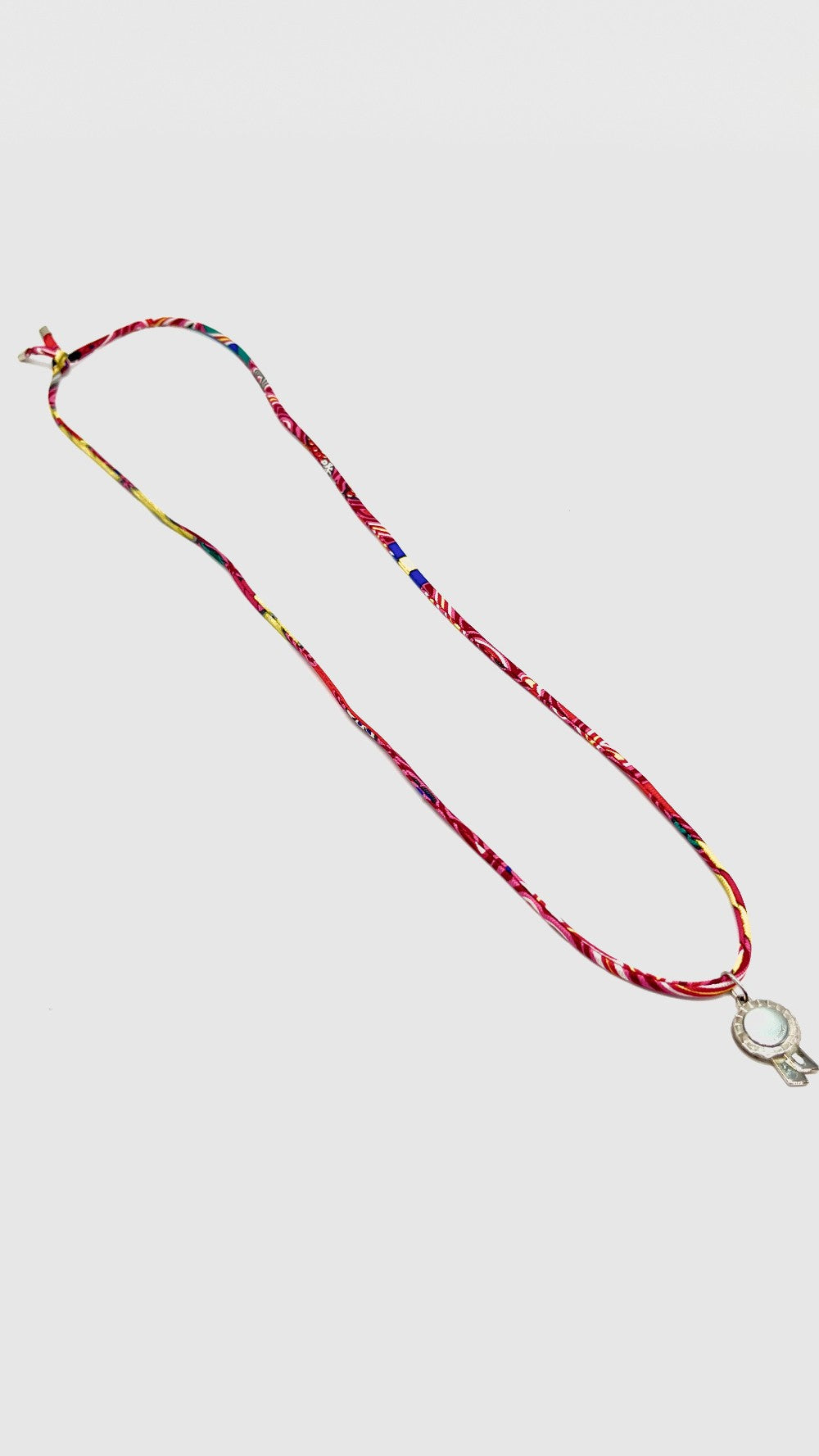 Preowned. Hermes Silk Bracelet And Steel Pendant|11268