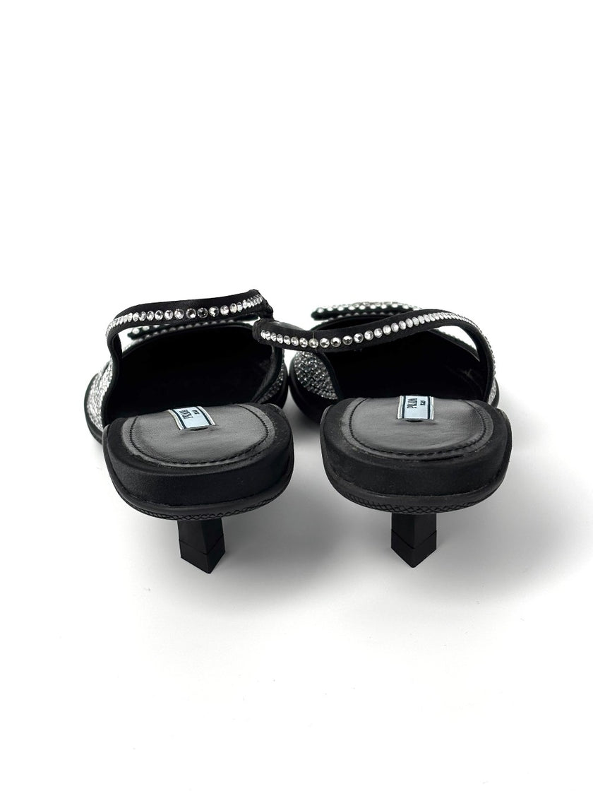 Unused. Prada Slingback Studded Black. 36.5|8952