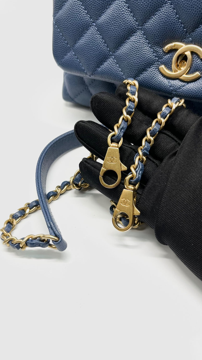 Preowned. Chanel Coco Handle Small Caviar Blue GHW. 24228917|10814