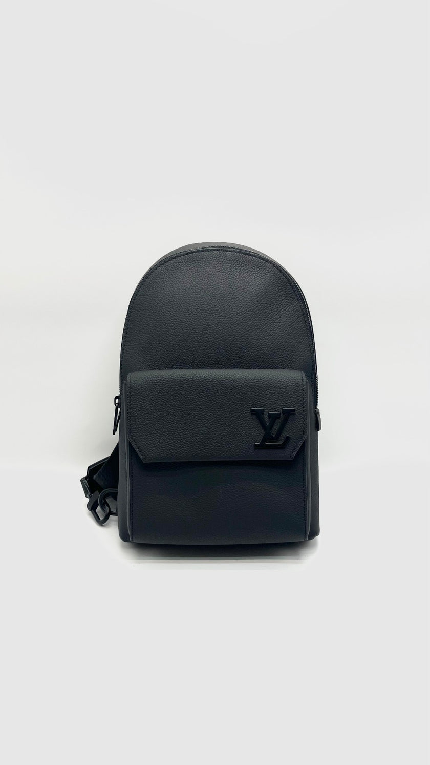 Preowned. LV Pilot Sling Bag Black. Microchip|15524