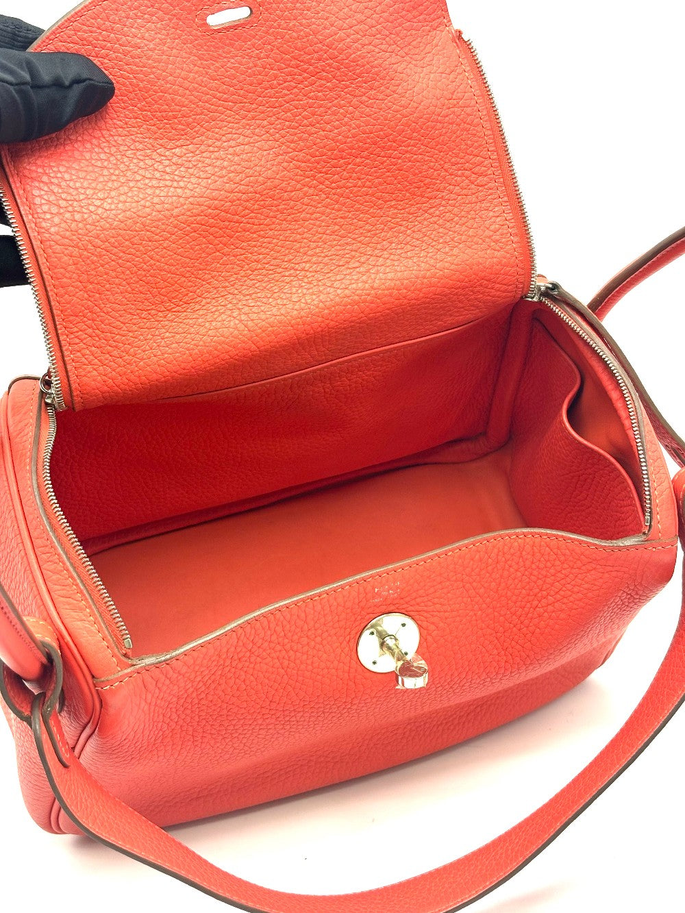 Preowned. Hermes Lindy 26 Rose Jaipur Clemence PHW. R Square 72A|17269