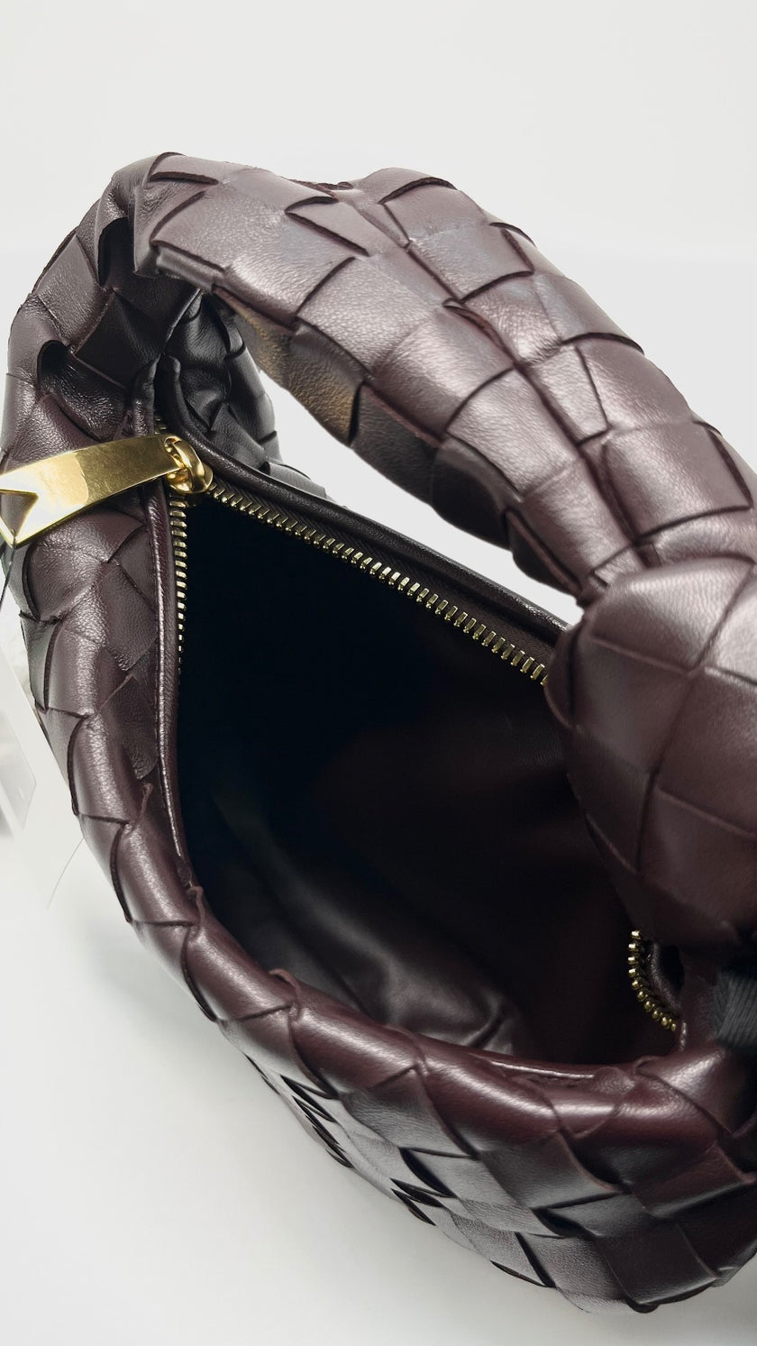Brand New. Bottega Mini Jodie Dark Barolo GHW. R00959744S|10004