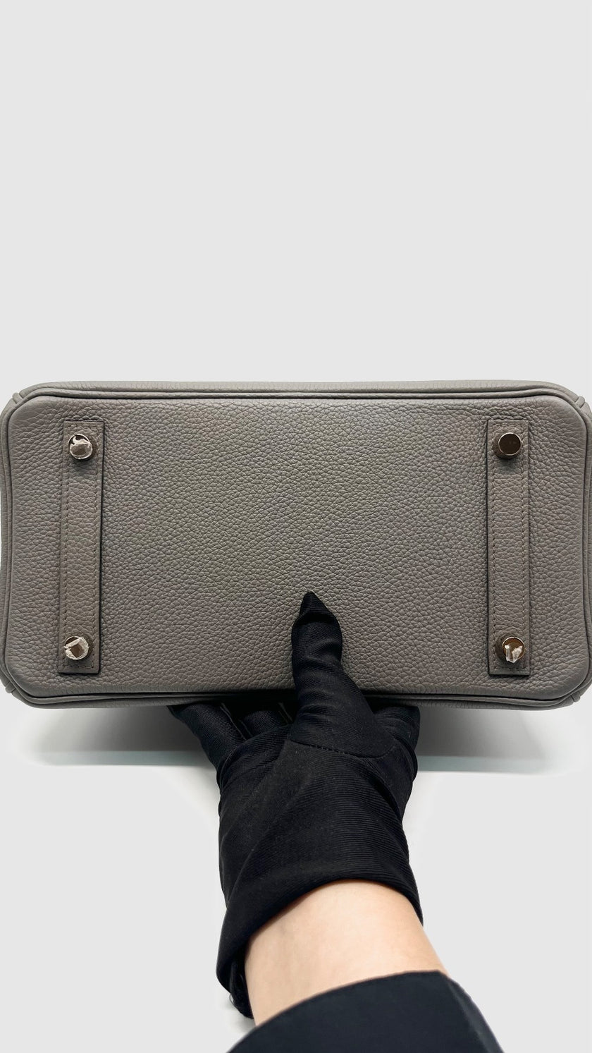 Brand New. Hermes Birkin 25 Etain Togo GHW. DPY837WM|14130