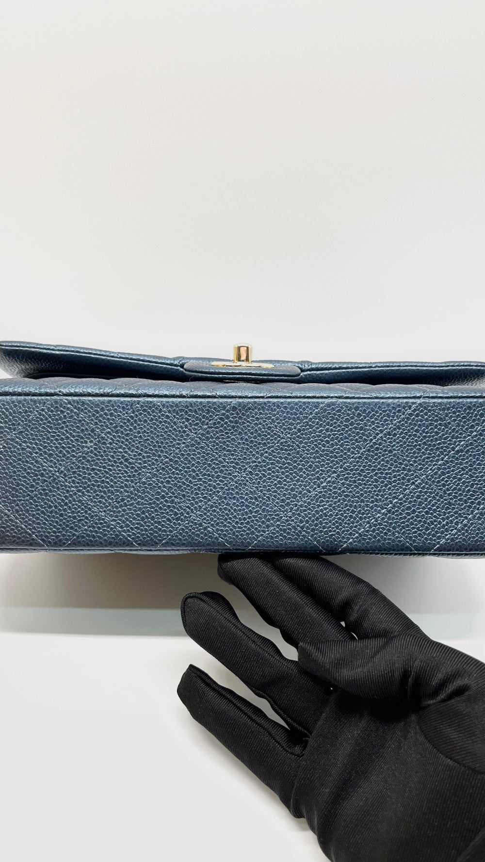 Like New. Chanel Medium Double Flap Irredescent Blue Caviar CHW. 25965668|9285