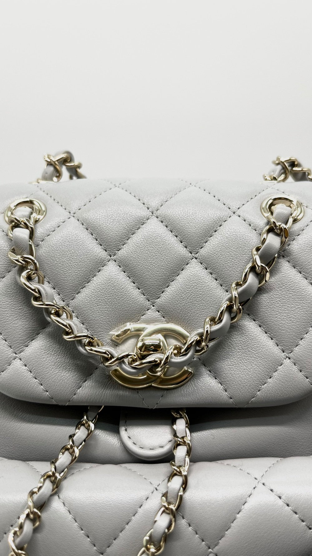Brand New. Chanel Duma Backpack Gray Lambskin GHW. XX14TUKS|7865