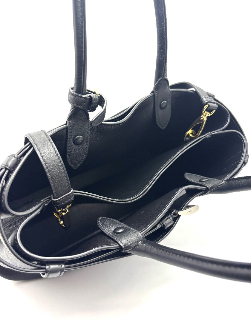 Preowned. Prada Buckle Tote Bag Black Calf SHW/GHW|17433