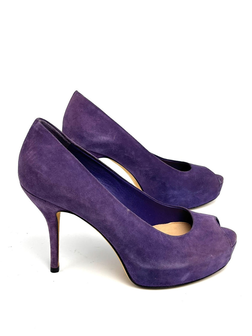 Preowned. Gucci Open Toe Heel Suede Violet. 35|10687