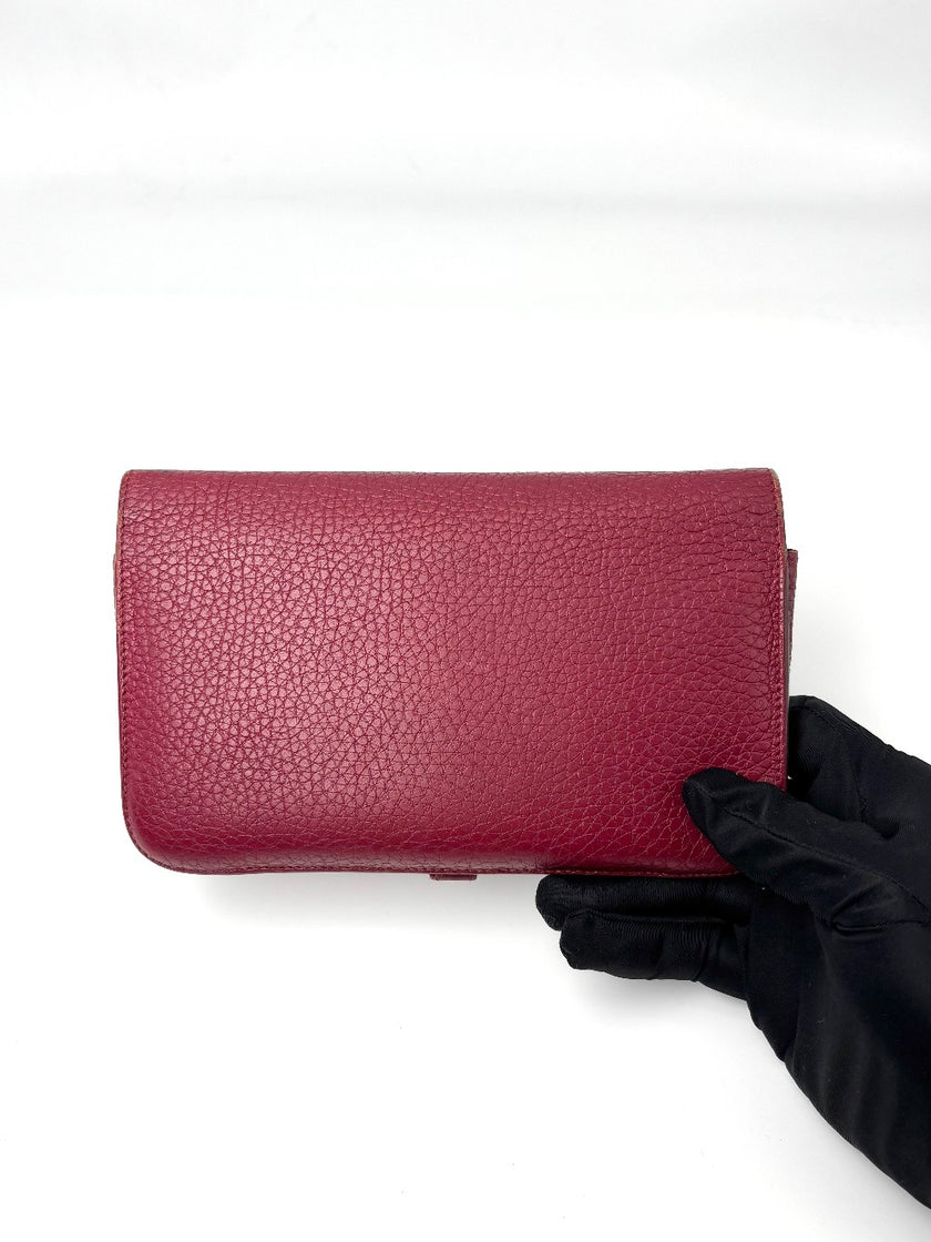 Preowned. Hermes Dogon Wallet Rubis|6984