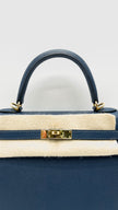 Preowned. Hermes Kelly 25 Blue De Prusse Epsom Sellier GHW. WHA469KY|16007
