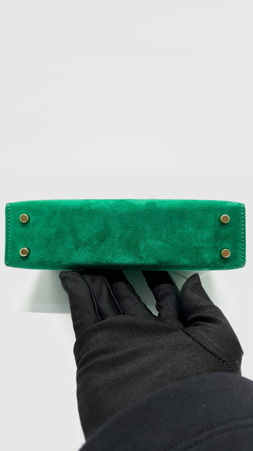 Brand New. Hermes Mini Verrou Chaine Suede Green GHW. UPI774SM|8800