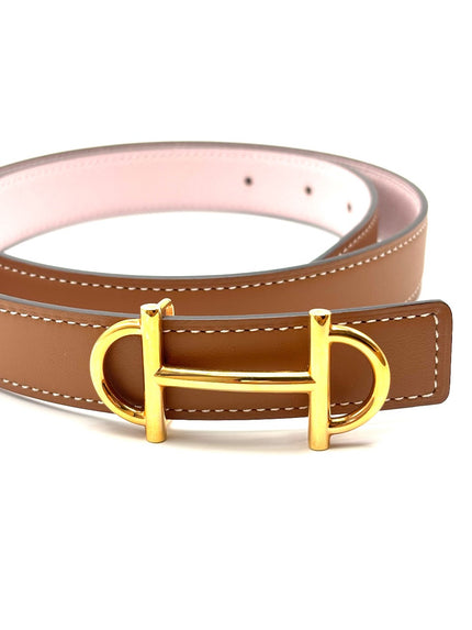 Brand New.Hermes Gamma Belt Gold/Mauve Pale Epsom 75CM GHW. BFM390|17026
