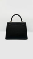 Preowned. Hermes Kelly 25 Black Epsom Sellier PHW. CPY539DQ|5462