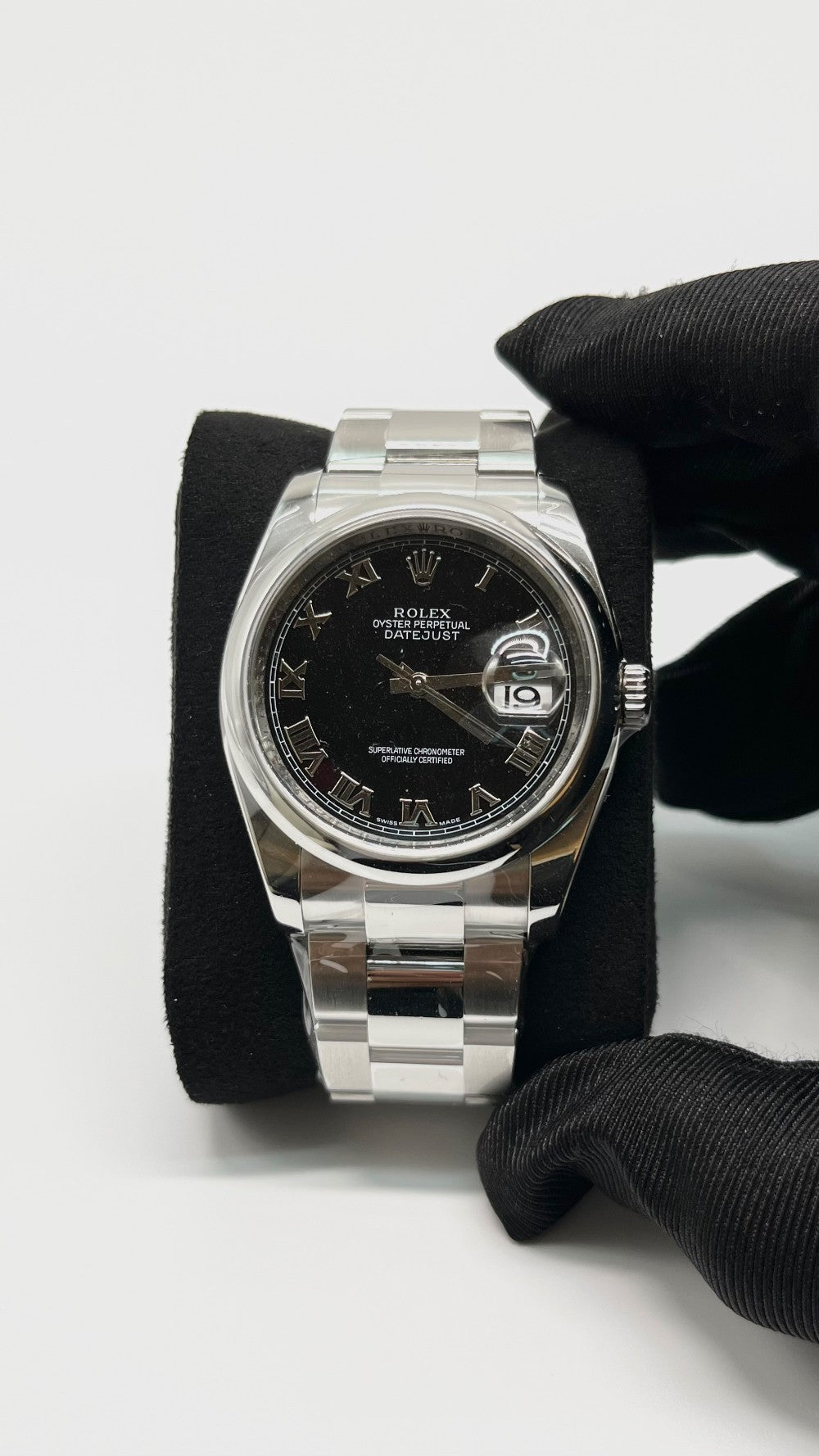 Preowned. Rolex DJ Roman Black Dial 36mm Oyster 2008|5684