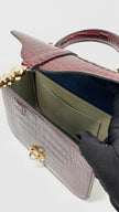 Unused. Joseph Duclos Diane Bag Burgundy Croc GHW|13147