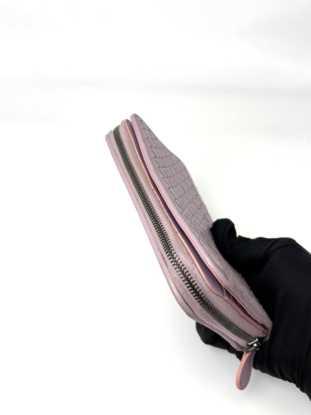 Preowned. Bottega Zip Long Wallet Lavender|7058