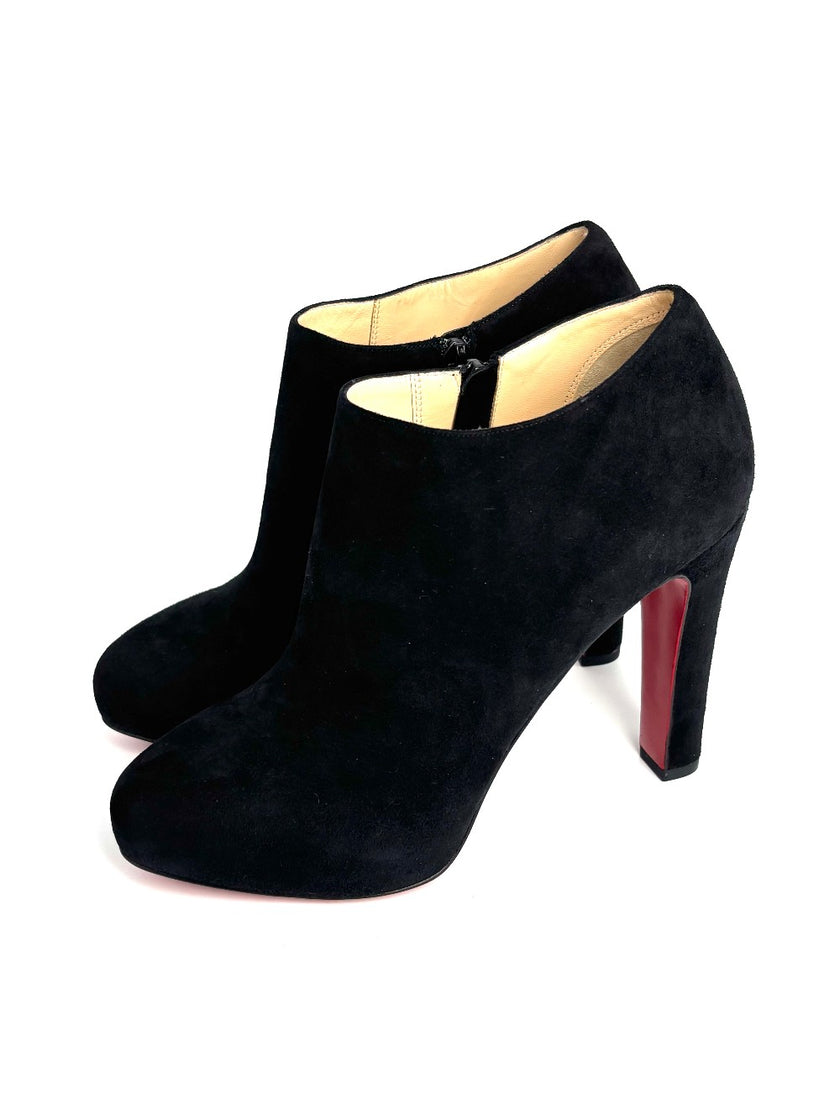 Brand New. Christian Louboutin Black Suede Vicky Booties. 38|12925