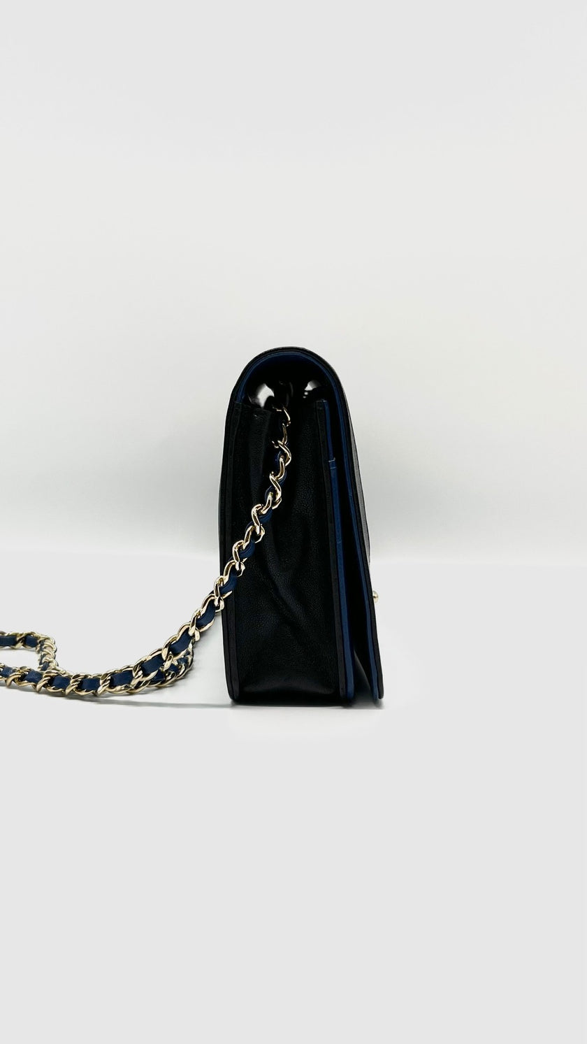 Preowned. Chanel WOC Black/Blue GHW. 23898176|7101