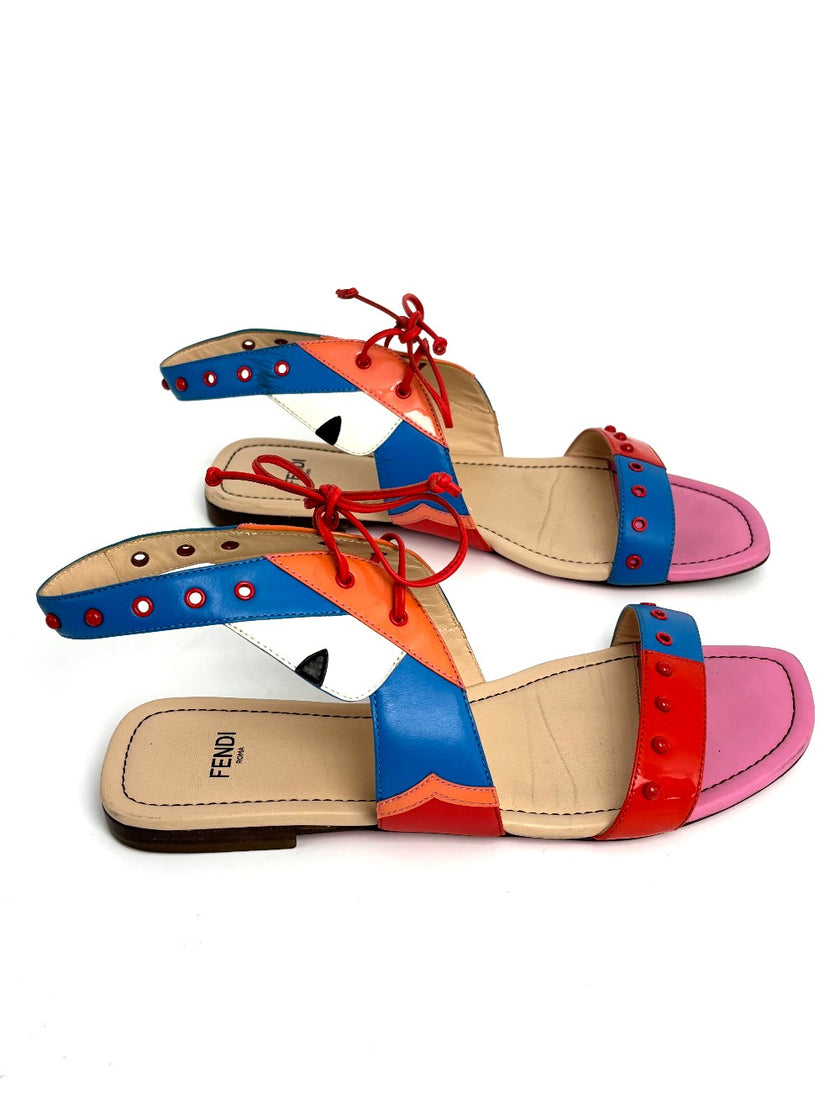 Preowned. Fendi Sandals Blue/Orange. 37.5|11122