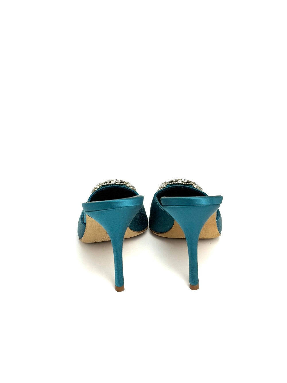 Brand New. Manolo Low Heel Pointed Heel Bluegreen. 36.5|8340