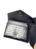 Preowned. YSL Coin/Card Holder Flap Black Croc|7141
