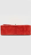Preowned. Chanel Double Flap Jumbo Red Phyton GHW. 19198219|9859