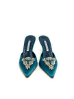 Brand New. Manolo Low Heel Pointed Heel Bluegreen. 36.5|8339