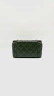 Preowned. Chanel Vanity Pearl Crush Olive Green Calfskin GHW. CL931NNJ|13808