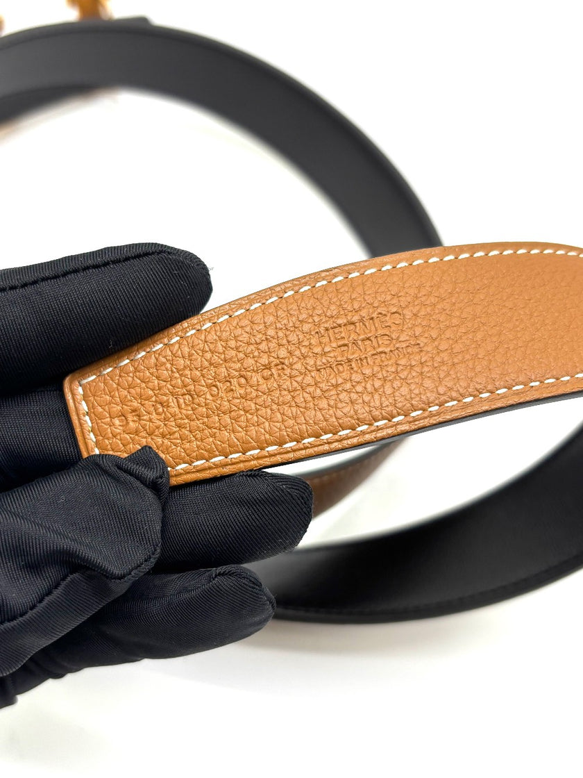 Brand New. Hermes Belt Gold/Black RGHW 95. UID020CF|8926
