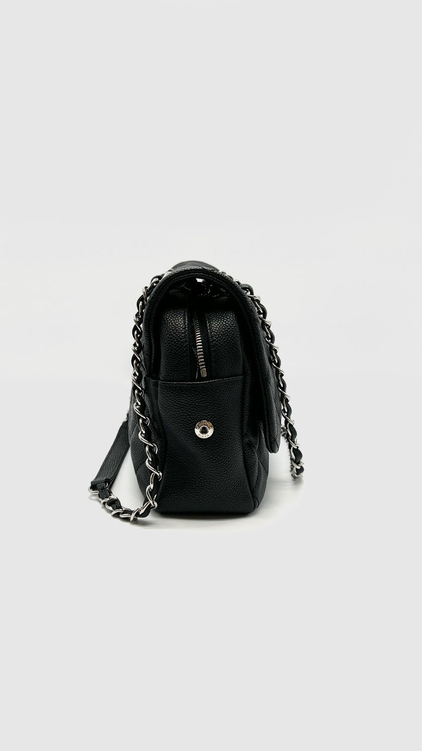 Preowned. Chanel Easy Flap Black Caviar SHW. 17883048|16449