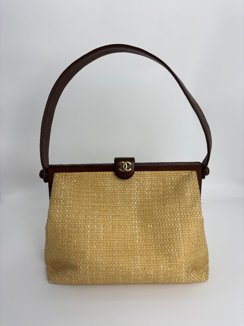 Preowned. Chanel Vintage CC Raffia Beige. 5988701|4148