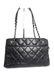 Preowned. Chanel CC Black Quilted Caviar Medium Shopping Tote Bag SHW. 17672225|12393