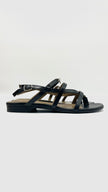 Preowned. Hermes Corried Cyan Strap Sandals Black. 38.5|10401