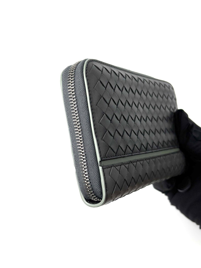 Brand New. Bottega Zip Around Long Wallet Gray|8115
