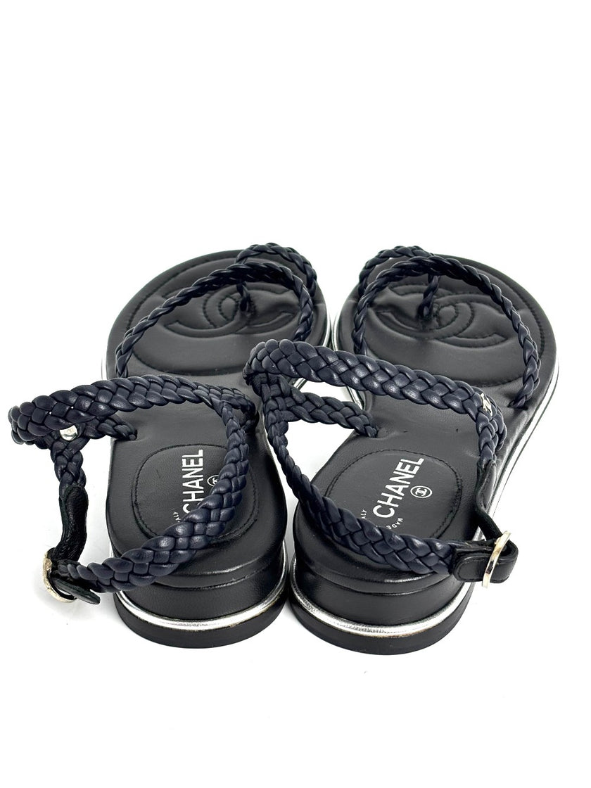 Brand New. Chanel Marine Flats Black. 37|12658