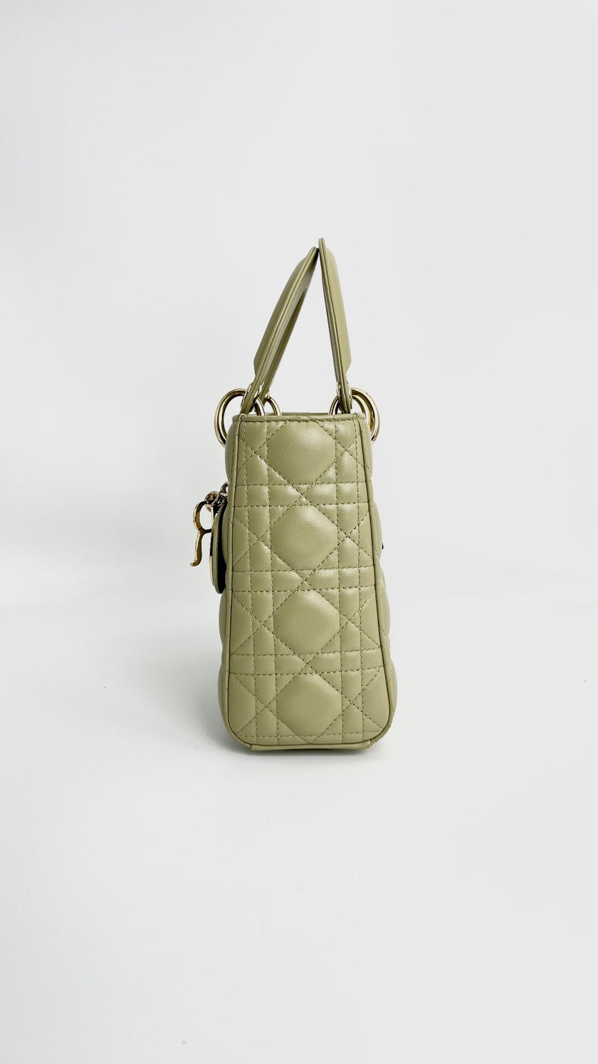 Like New. Lady Dior Small Green. 88-MA-0262|4376