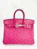 Preowned. Hermes Birkin 25 Rose Tyrien Ostrich PHW. DSA417NK|3332